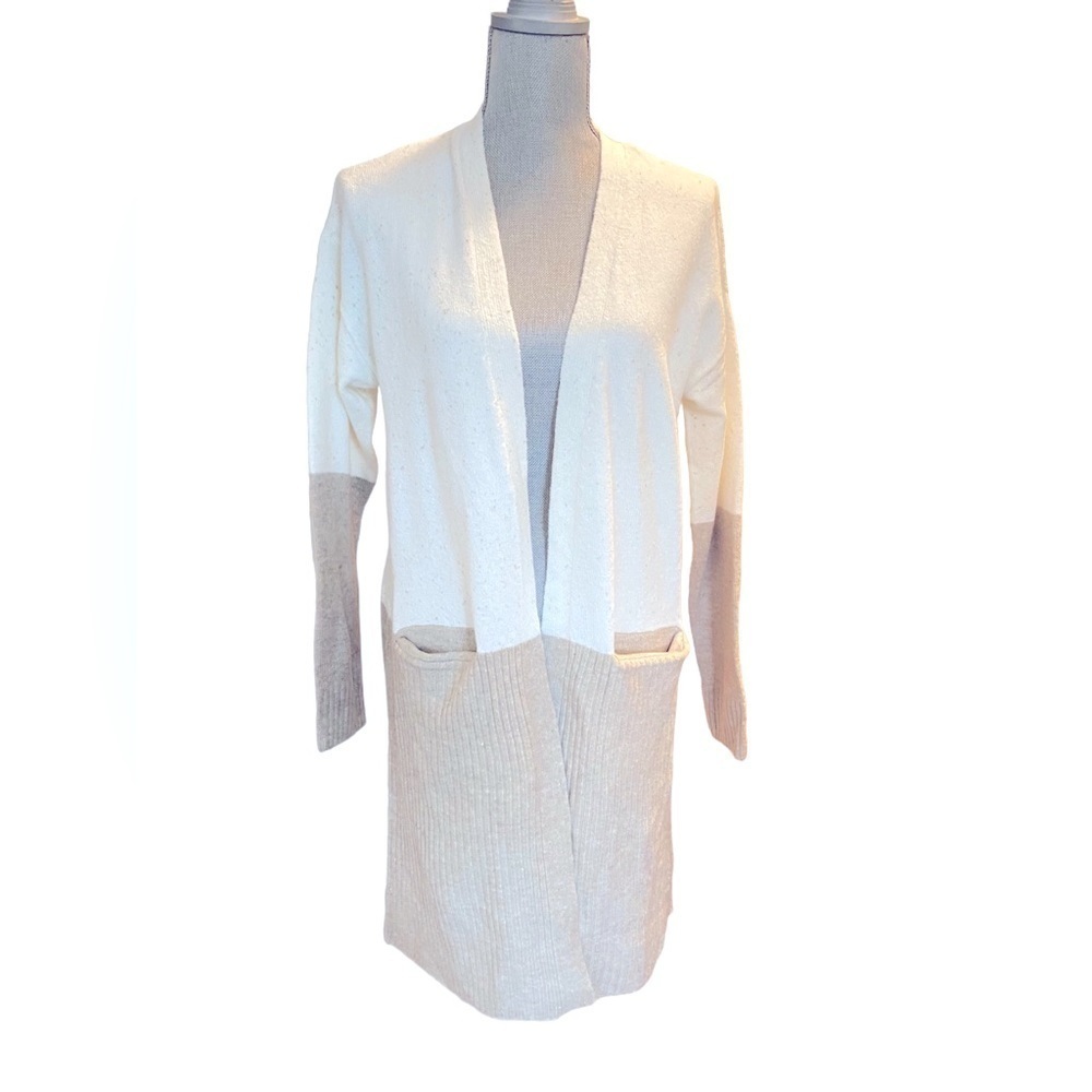 LIZ CLAIBORNE Long Cardigan Sweater l Colorblock Sweater l  Women’s Small l 0781
